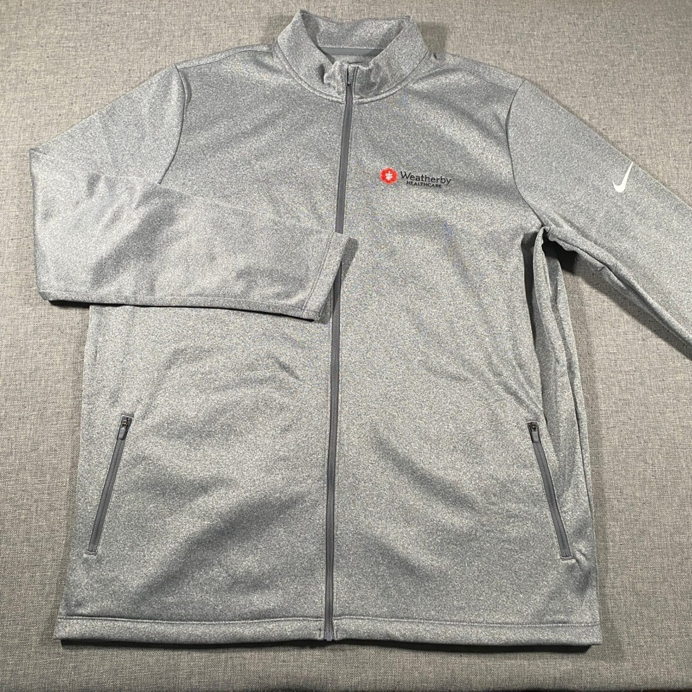 Nike Jacket Mens XL Grey Full Zip Therma-FIT Fleece Weatherby Lightweight